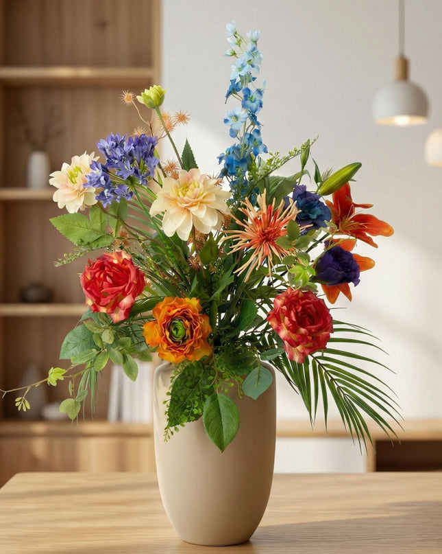 Artificial Flower Bouquet “Colorful Bloom Deluxe” – Real Touch – 70 cm – 18 Stems