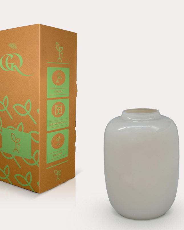 Vaas glas - H35 W25 -Artic Ivory