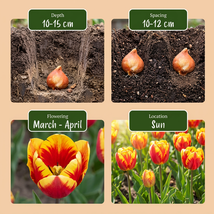 140x Tulipa Triumph Mix - Triumph-Tulpenmischung - Diversen - Frühjahrsblüher - Zwiebelgröße 11/17