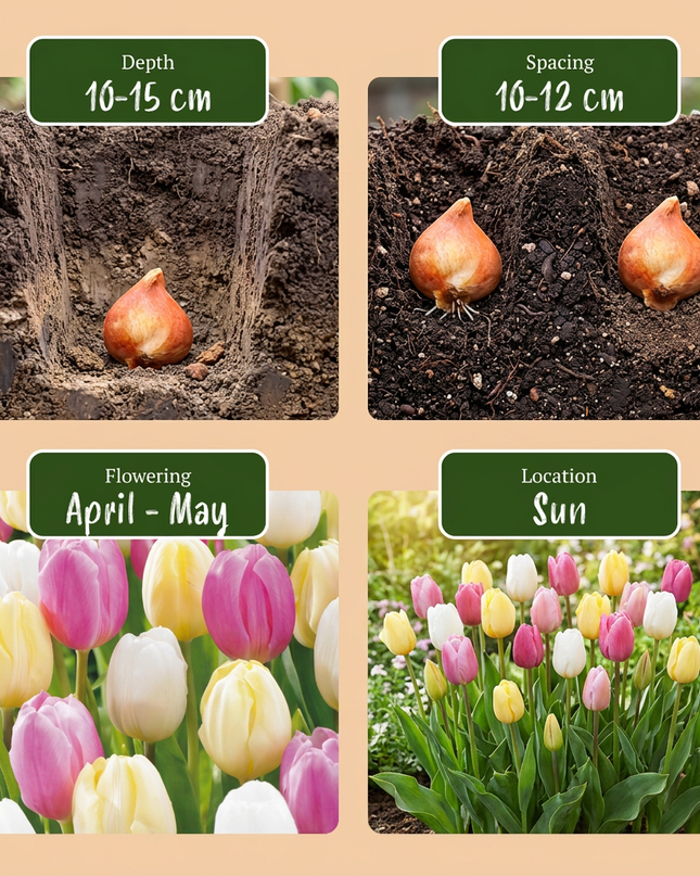 96x mezcla de Tulipa Sorbet - tulipán Sorbet mix - varios - floración primaveral - calibre del bulbo 11/12