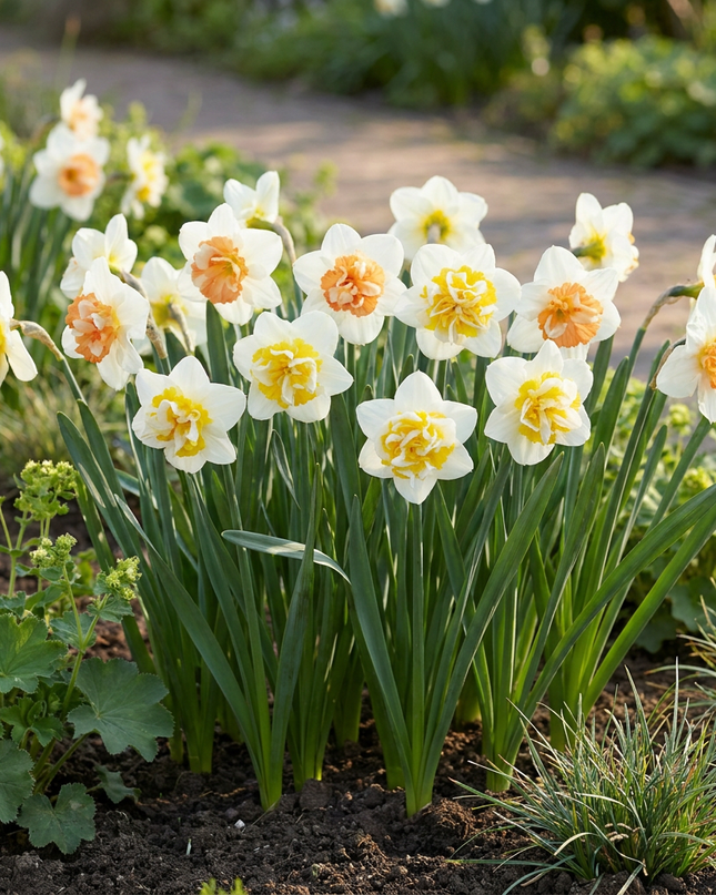 80x Narcissus Macaron Bloss - Narcis Macaron Bloss - Wit en Geel - Voorjaarsbloeier - Bolmaat 12/14