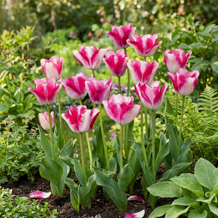 48x Tulipa Mata Hari - Tulipano Mata Hari - Rosa e bianco - Fioritura primaverile - Calibro del bulbo 11/12