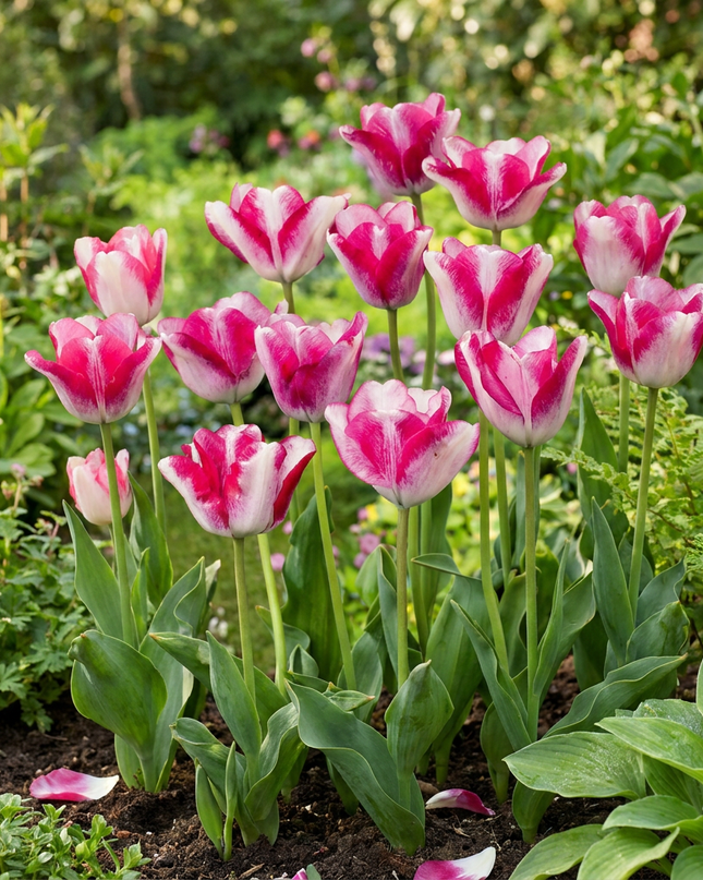 48x Tulipa Mata Hari - Tulipán Mata Hari - Rosa y blanco - Planta de floración primaveral - Tamaño del bulbo 11/12