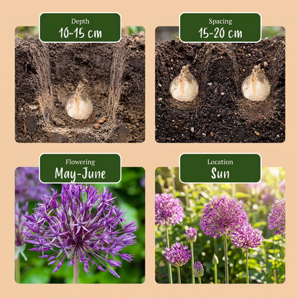 160x Allium Purple Rain - Zierlauch - Violett - Sommerblüher - Zwiebelgröße 10/12