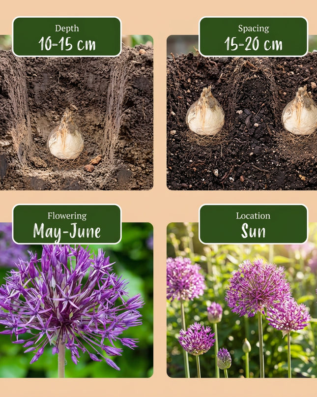 160x Allium Purple Rain - Zierlauch - Violett - Sommerblüher - Zwiebelgröße 10/12