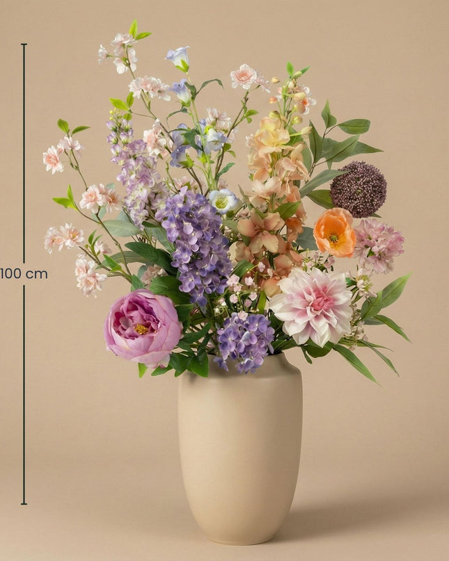 Artificial Flower Bouquet - Pastel Meadow Deluxe - Real Touch - 15 Stems - ↑ 100 cm
