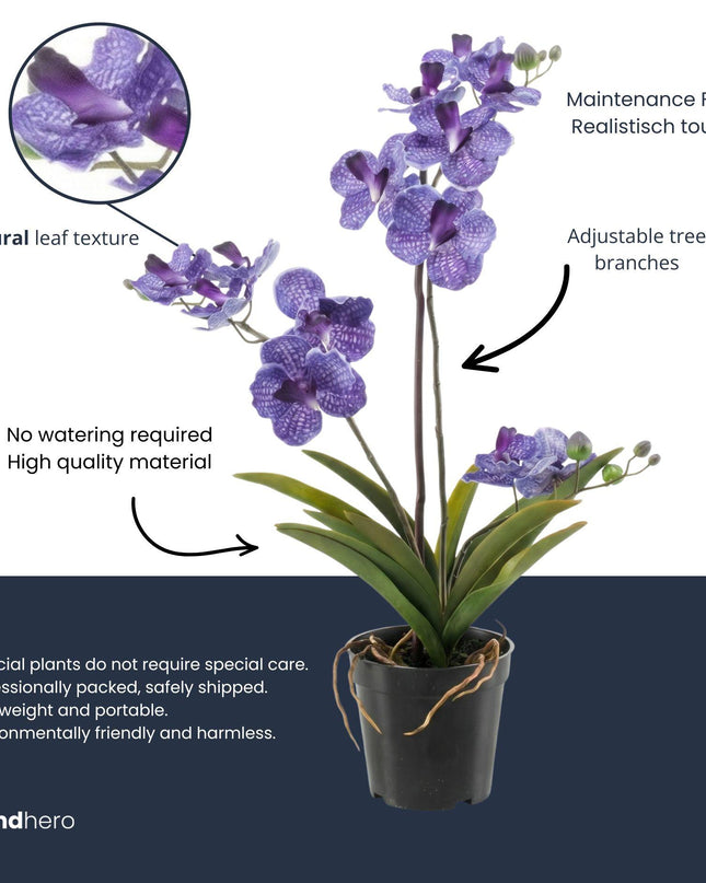 Artificial orchid plant purple in pot - 60 cm