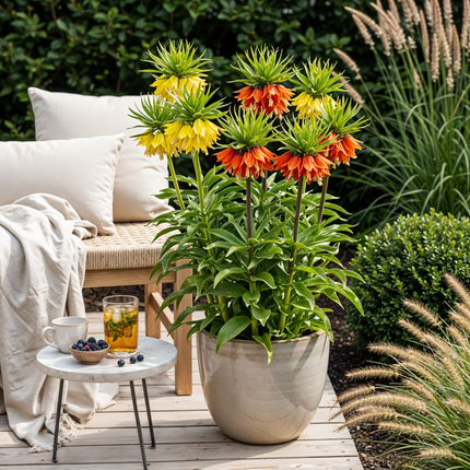 Bloembollen - Fritillaria Imperialis Mix - Kleur Geel en Oranje - 3 stuks - Bolmaat 18/20 - XXL Pack