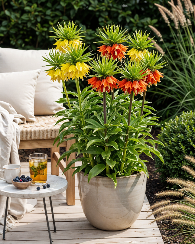 Bloembollen - Fritillaria Imperialis Mix - Kleur Geel en Oranje - 3 stuks - Bolmaat 18/20 - XXL Pack