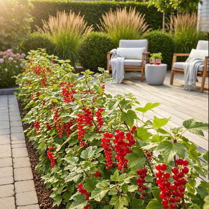 Rote Johannisbeersträucher - 6 Pflanzen - Ribes rubrum Jonkheer van Tets - Winterfest - Topf 9 cm