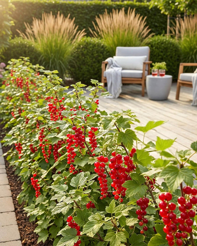 Red Currant Fruit Plants - 6 Plants - Ribes rubrum Jonkheer van Tets - Hardy in Winter - Pot 9 cm