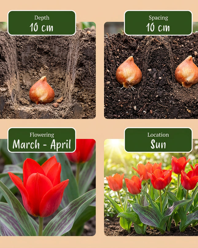 120x Tulipa Greigii Red – Greigii-Tulpe – Rot – Frühjahrsblüher – Zwiebelgröße 11/12