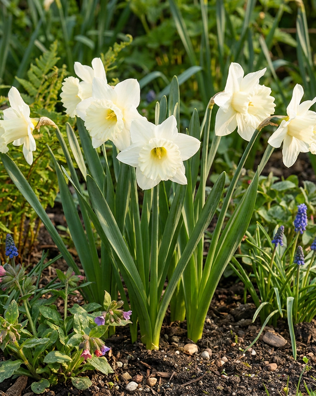 30x Narcissus Mount Hood - Narciso trompeta - Blanco - Floración primaveral - Calibre del bulbo 10/12