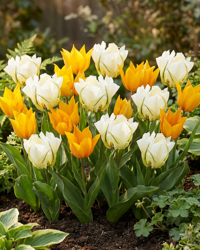 120x Tulipa Sunbath – Tulpe Sunbath – Gelb und Weiß – Frühjahrsblüher – Zwiebelgröße 11/12