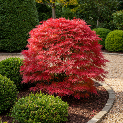 Japanse Esdoorn - Acer palmatum Shaina - Rood - 2 stuks - Pot 19cm Hoogte 70cm