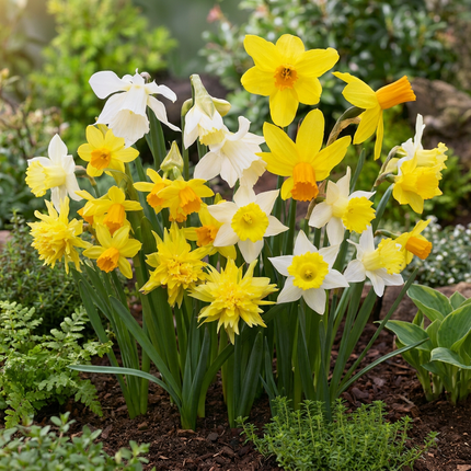 40x Narcissus Botanical Mix - Mezcla de narcisos botánicos - Amarillo y blanco - Bulbo naturalizante - Calibre del bulbo 10/12