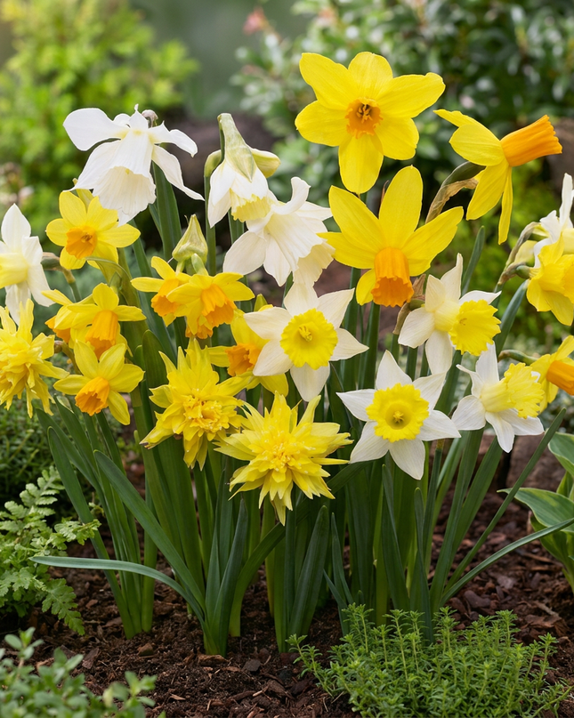 40x Narcissus Botanical Mix - Mezcla de narcisos botánicos - Amarillo y blanco - Bulbo naturalizante - Calibre del bulbo 10/12