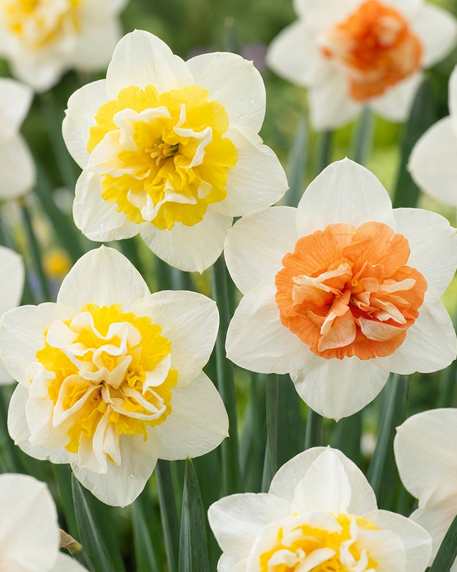 80x Narcissus Macaron Bloss - Narcis Macaron Bloss - Wit en Geel - Voorjaarsbloeier - Bolmaat 12/14