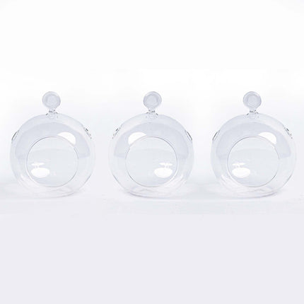 Kerstbal glas - Set van 3 - Transparant met haakje - D10.5 H8 cm - Kerstmis