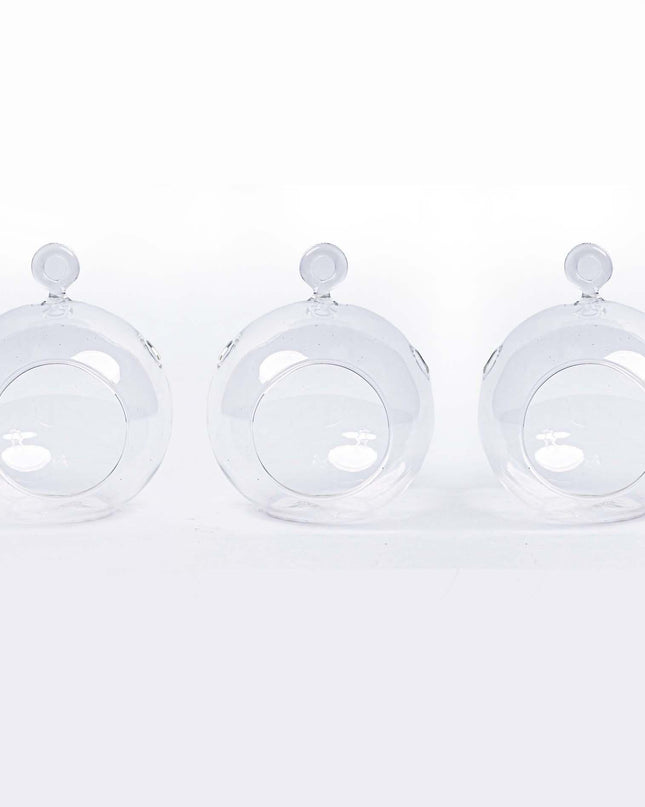 Kerstbal glas - Set van 3 - Transparant met haakje - D10.5 H8 cm - Kerstmis