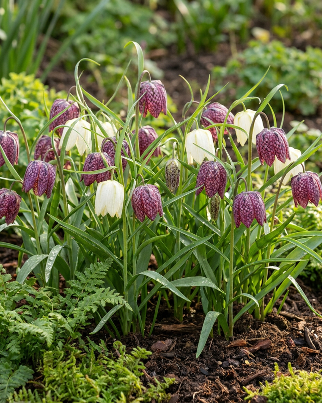120x Fritillaria Meleagris Mix – Schachbreumen-Mix – Lila und Weiß – Verwilderungszwiebel – Zwiebelgröße 6/7