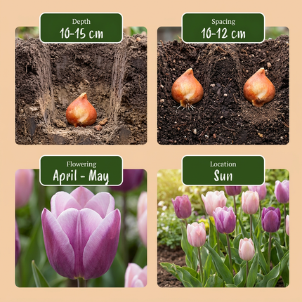 24x Tulipa Macron mix - Macron mix tulip - Assorted - Spring-flowering bulb - Bulb size 11/12