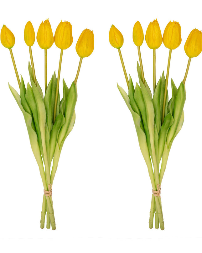 Kunst Tulpen Geel - 10 stuks - 'Real Touch' - 42 cm