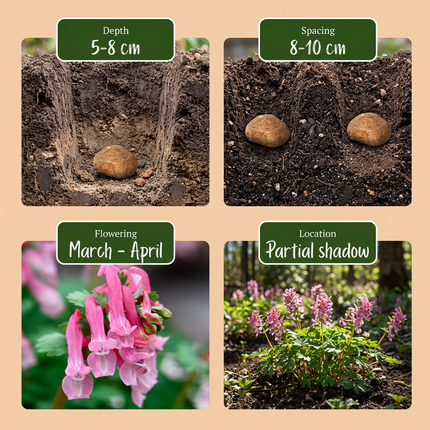 160x Corydalis Beth Evans - Lerchensporn Beth Evans - Weiß und Violett - Verwilderungszwiebel - Zwiebelgröße 6/+
