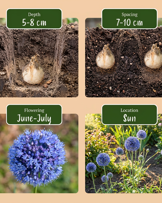 160x Allium Caeruleum – Blauer Zierlauch – Blau – Sommerblüher – Zwiebelgröße 4/5