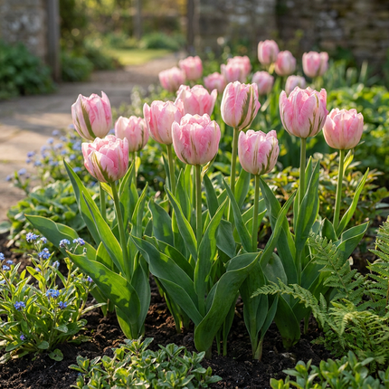 96x Tulipa Double Pink - Tulipán doble rosa - Rosa - Floración primaveral - Calibre del bulbo 11/12