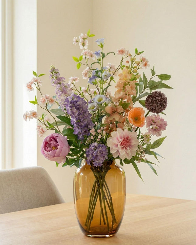 Artificial Flower Bouquet - Pastel Meadow Deluxe - Real Touch - 15 Stems - ↑ 100 cm