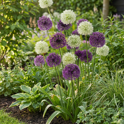 160x Allium Purple - White Mix - Violett-weiße Zierlauchmischung - Violett und Weiß - Sommerblüher - Zwiebelgröße 10/12