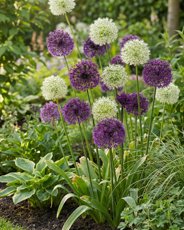 160x Allium Purple - White Mix - Violett-weiße Zierlauchmischung - Violett und Weiß - Sommerblüher - Zwiebelgröße 10/12