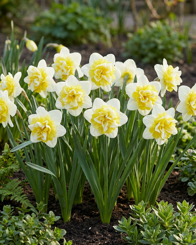 80x Narcissus Ice King - Dubbele narcis - Wit en Geel - Voorjaarsbloeier - Bolmaat 12/14