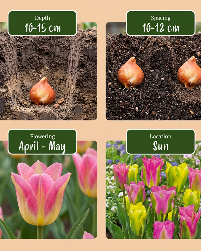96x Tulipa Strawberry Lemonade - tulipán limonada de fresa - varios - floración primaveral - calibre del bulbo 11/12