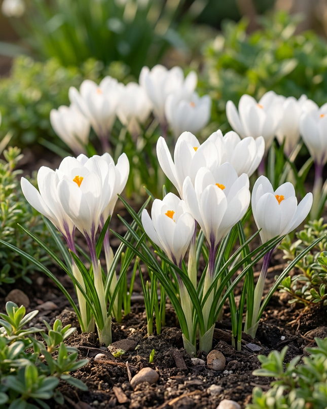 240x Crocus White - azafrán blanco - varios - bulbo para naturalizar - calibre del bulbo 7/8