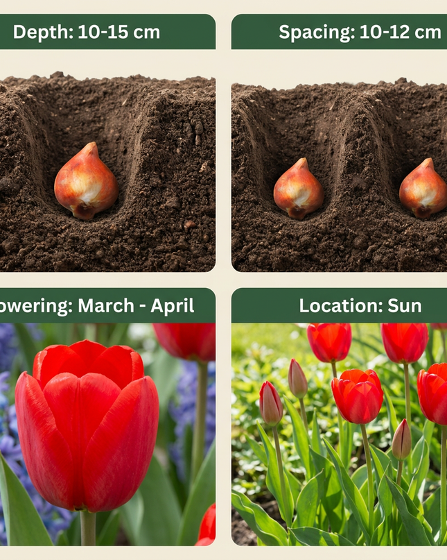 120x Tulipa Triumph Red - Triumph-Tulpe - Rot - Frühjahrsblüher - Zwiebelgröße 11/12
