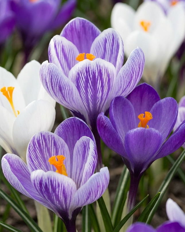 240x Crocus Blue - White - Azafrán - Azul y blanco - Bulbo para naturalizar - Calibre del bulbo 7/8