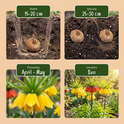 12x Fritillaria Imperialis Mix – Kaiserkronen-Mix – Verschiedene – Frühjahrsblüher – Zwiebelgröße 18/20