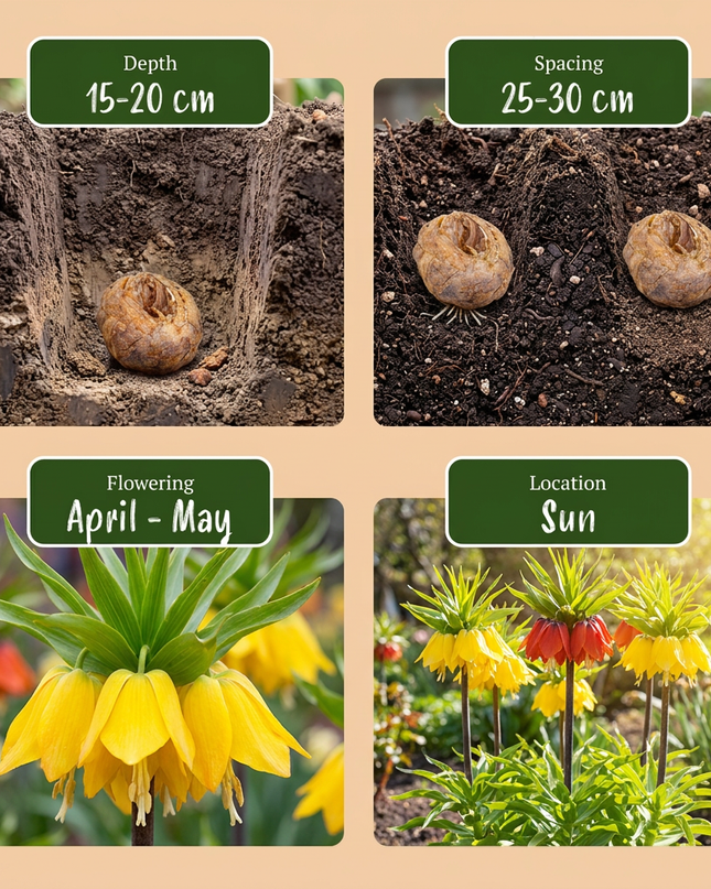 12x Fritillaria Imperialis Mix – Kaiserkronen-Mix – Verschiedene – Frühjahrsblüher – Zwiebelgröße 18/20