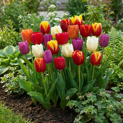 140x Tulipa Triumph Mix - Triumph-Tulpenmischung - Diversen - Frühjahrsblüher - Zwiebelgröße 11/17