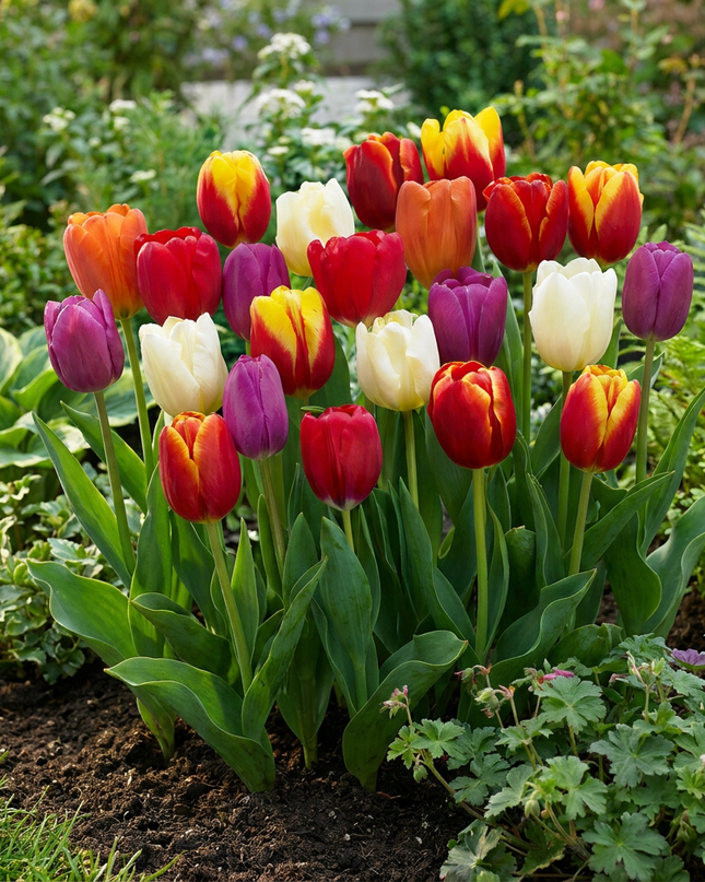 140x Tulipa Triumph Mix - Triumph-Tulpenmischung - Diversen - Frühjahrsblüher - Zwiebelgröße 11/17