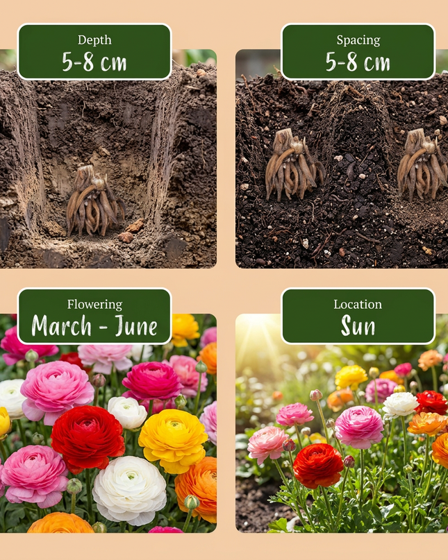 160x Ranunculus Mix – Ranunkel-Mix – Verschiedene – Sommerblüher – Zwiebelgröße 5/6