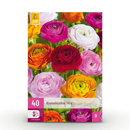 Bloembollen - Ranunculus Mix - Diversen Kleuren - 40 stuks - Bolmaat 5/6 - XXL Pack
