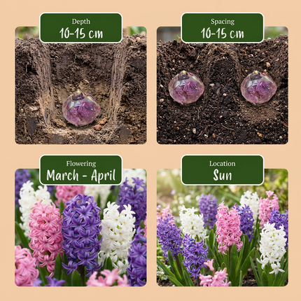 20x mélange pastel de Hyacinthus - mélange de jacinthes pastel - Pastel - Floraison printanière - calibre de bulbe 14/15