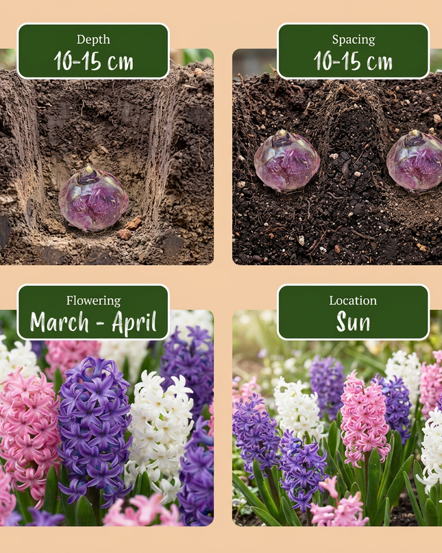 20x mezcla de Hyacinthus Pastel - mezcla de jacintos pastel - Pastel - Floración primaveral - Calibre del bulbo 14/15