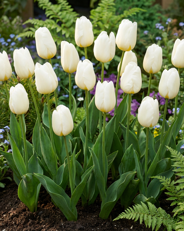 120x Tulipa Triumph White - Triumph-Tulpe - Weiß - Frühjahrsblüher - Zwiebelgröße 11/12