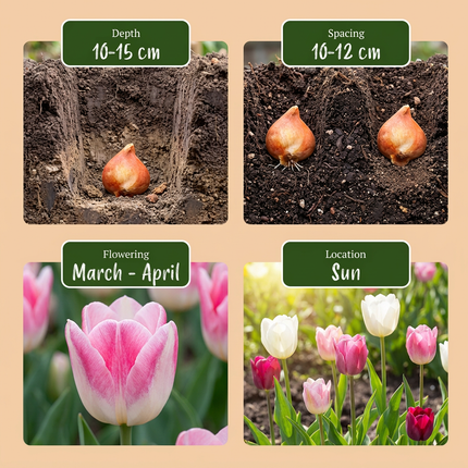 24x Tulipa miscela pastello - Mix di tulipani pastello - Vari - Fioritura primaverile - Calibro del bulbo 11/12