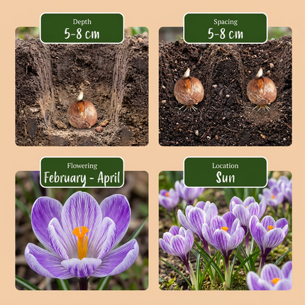 240x Crocus Blue - White - Crocus - Blue and White - Naturalizing bulb - Bulb size 7/8