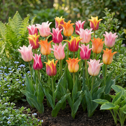 96x Tulipa Ballade mix - Mix di tulipani Ballade a fiore di giglio - Vari - Fioritura primaverile - Calibro del bulbo 11/12